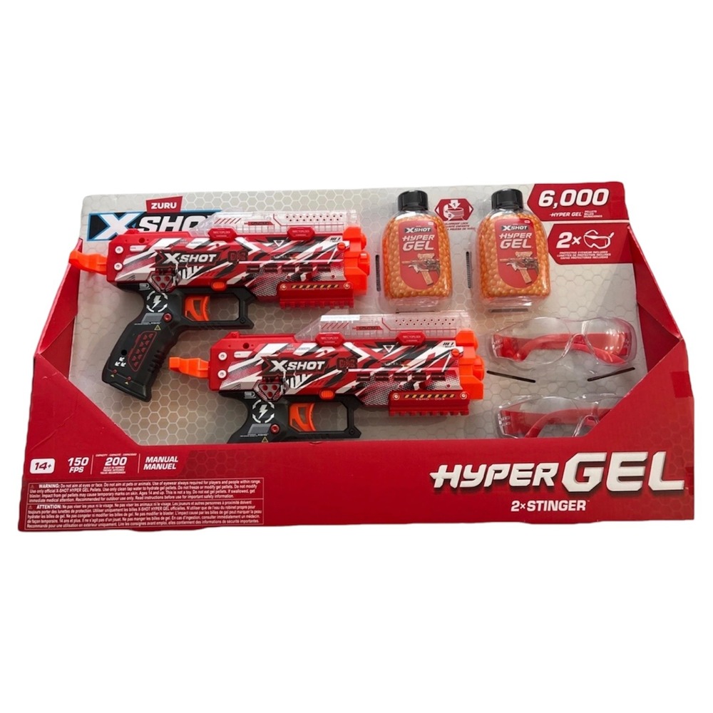 Zuru X-Shot Hyper Gel Stinger Kids OS‎ Red NEW 2-Pack Blaster Set 6000 Pell.